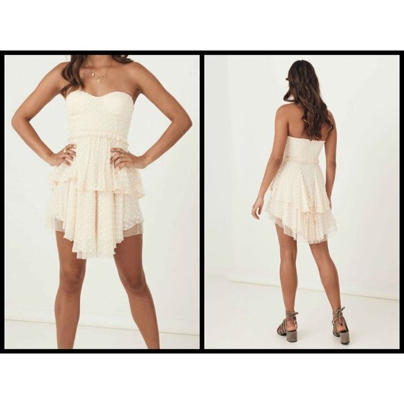 💕SPELL & THE GYPSY X FREE PEOPLE💕 Mira Bustier RaRa Dress Ivory Medium M NWT - Picture 1 of 14